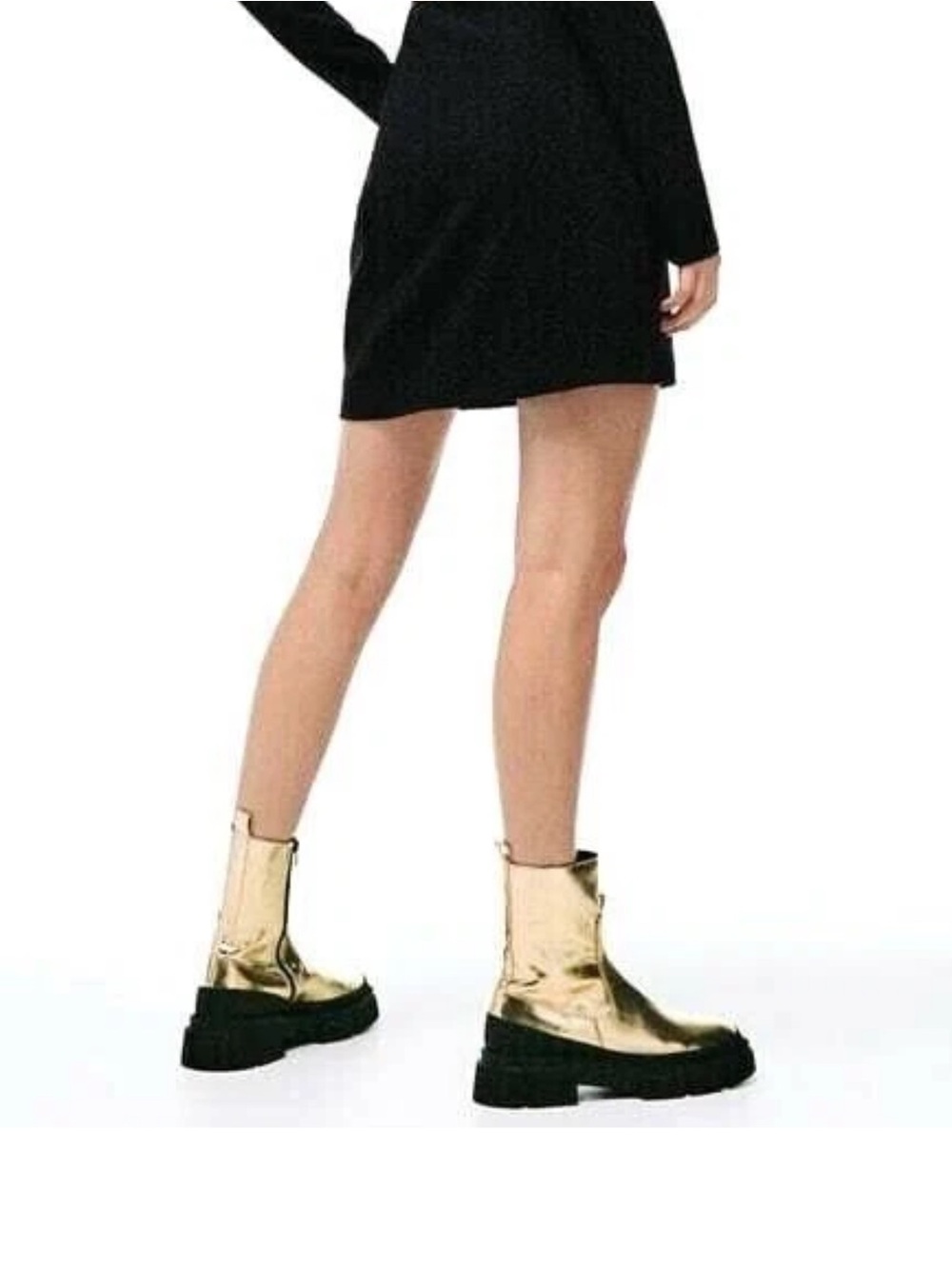 Zara Metallic Gold Platform Chelsea Boots - Picture 5 of 10